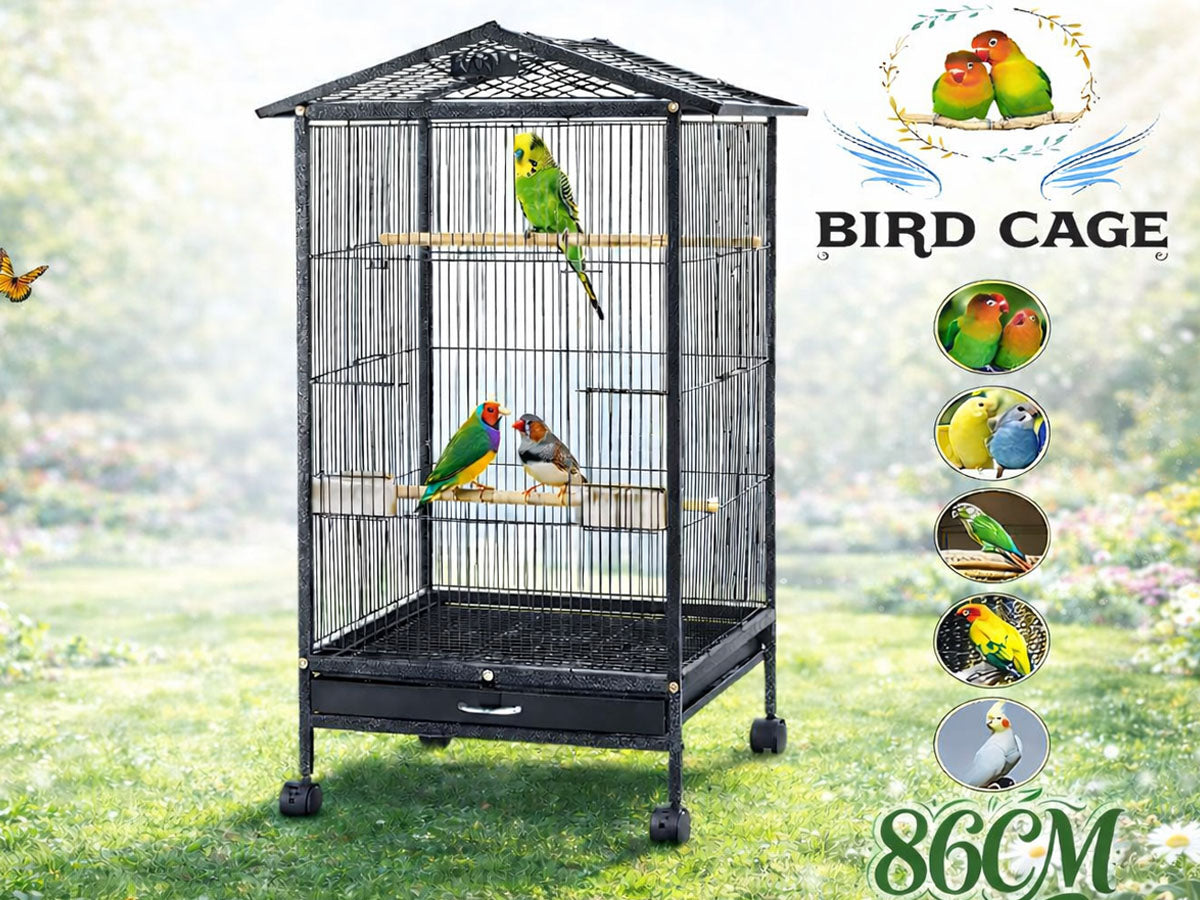 Large Bird Cage Parrot Cage with Stand Carrier