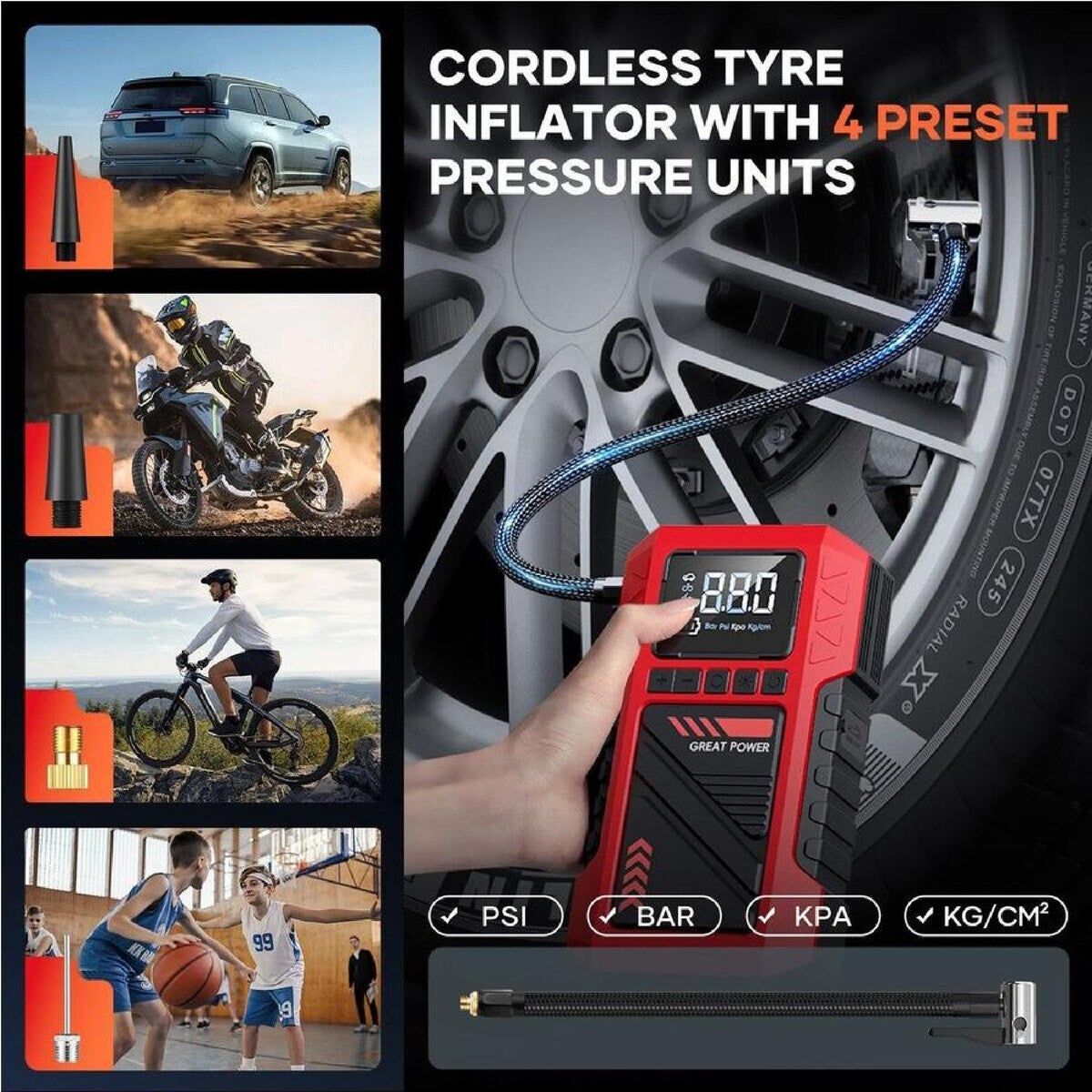 Car Jump Starter with Tyre Inflator