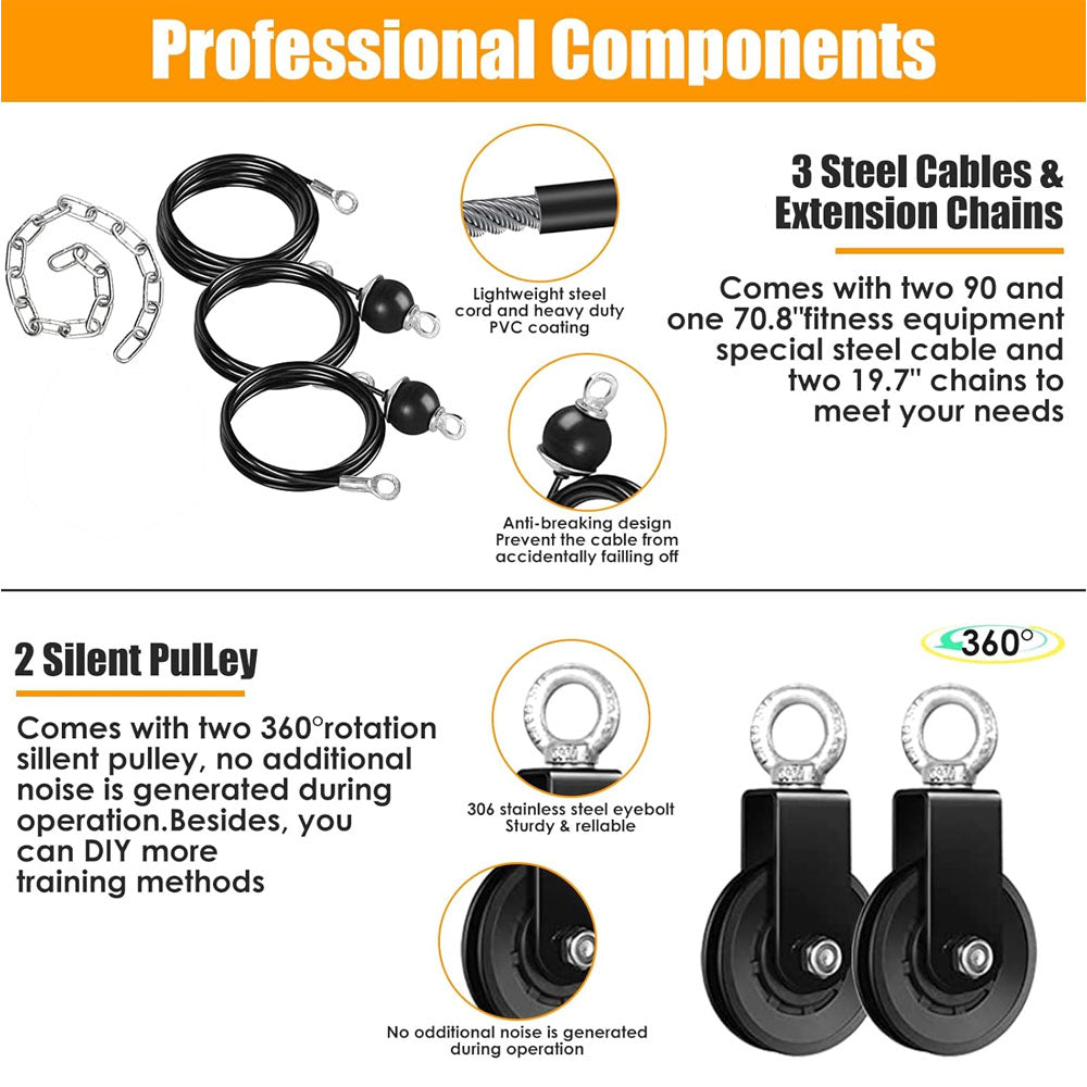 Fitness Pulley Cable System for Home Gym Weight Lifting