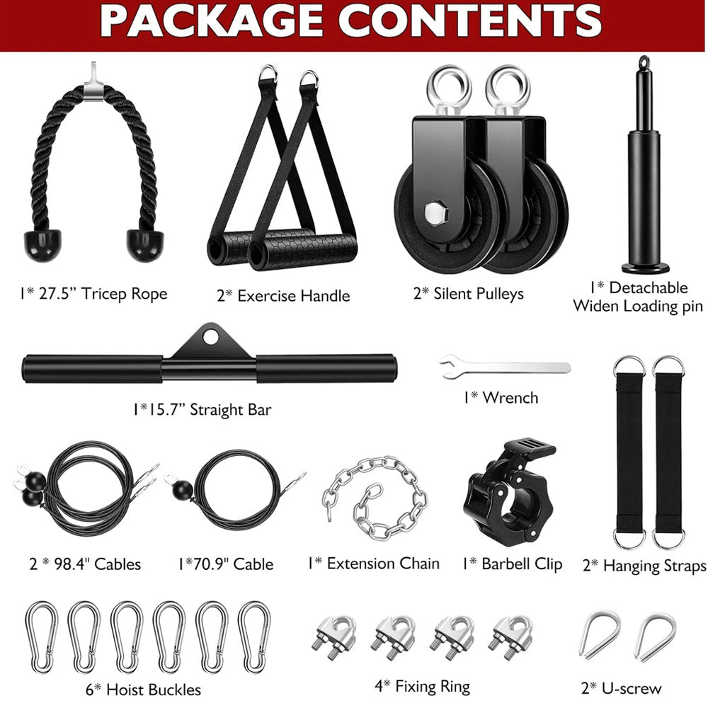 Fitness Pulley Cable System for Home Gym Weight Lifting