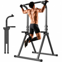 Thumbnail for Compact chin up pull up station folded for easy storage in a New Zealand home.