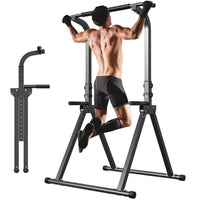 Thumbnail for Foldable chin up pull up station with dip bar for home gym training, ideal for NZ homes.