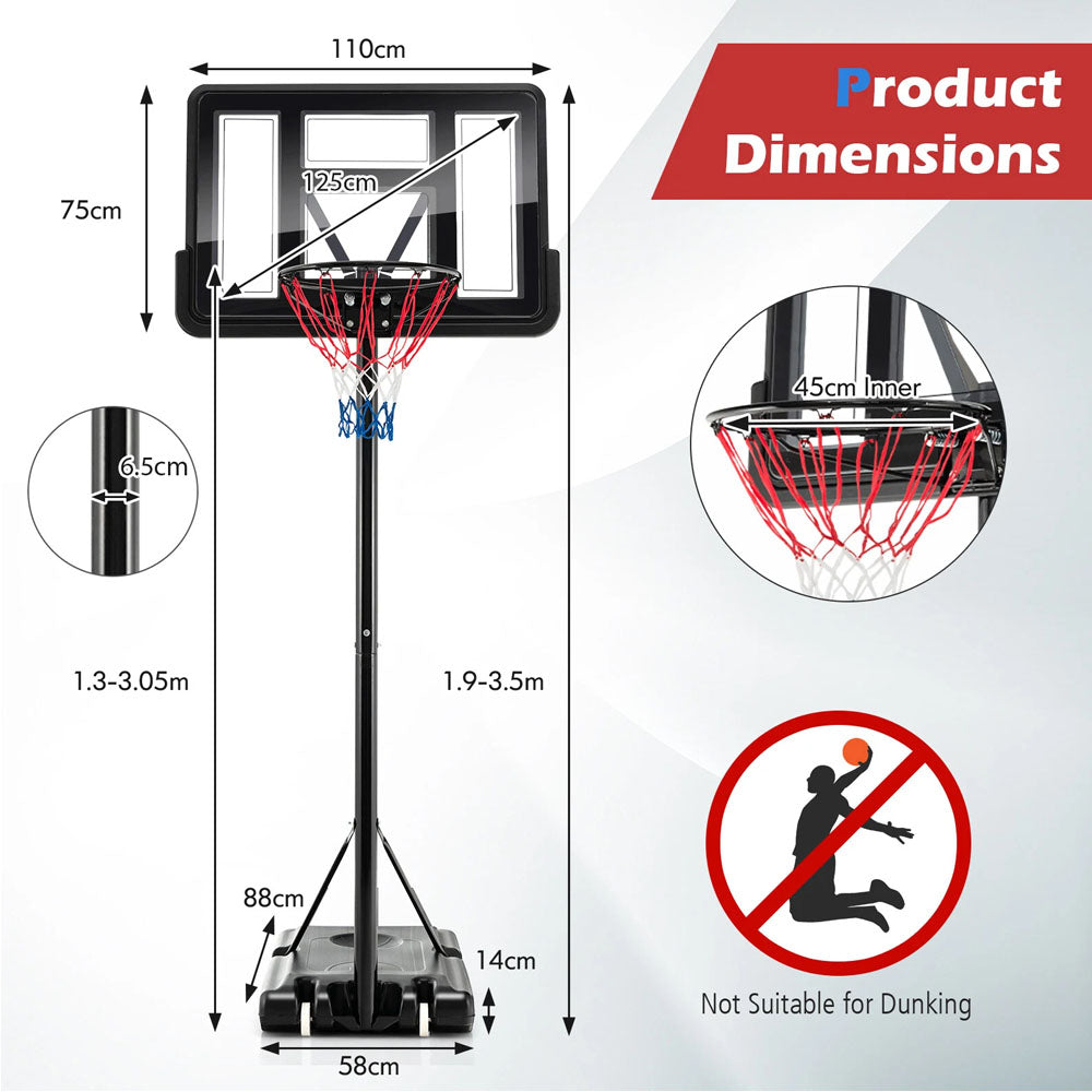 Basketball Hoop with stand height adjustable Hoop 3.05m