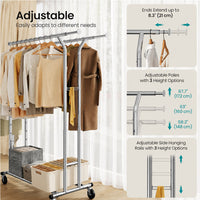 Thumbnail for Heavy Duty Double Hanging Rails Metal Garment Rack Stand