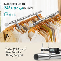 Thumbnail for Heavy Duty Double Hanging Rails Metal Garment Rack Stand