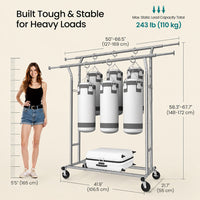 Thumbnail for Heavy Duty Double Hanging Rails Metal Garment Rack Stand