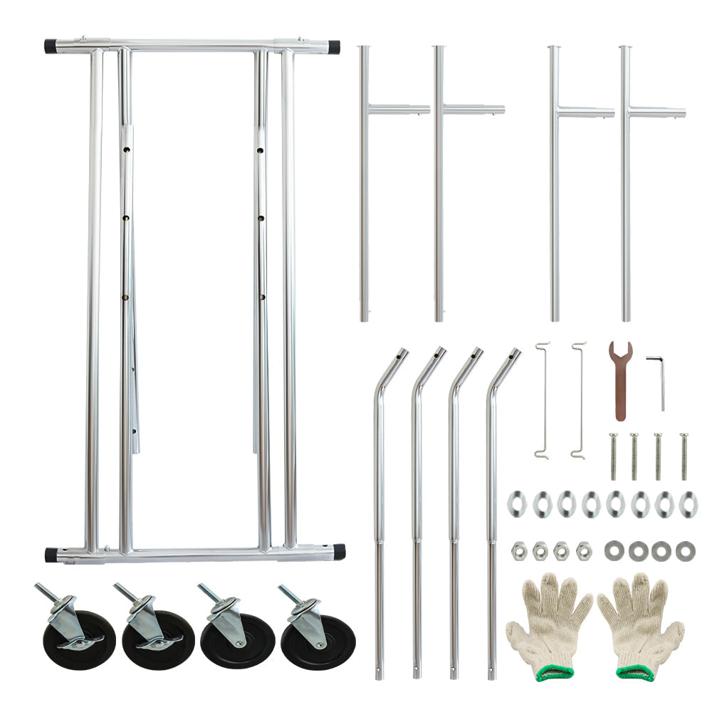 Heavy Duty Double Hanging Rails Metal Garment Rack Stand