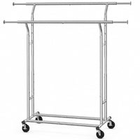 Thumbnail for Heavy Duty Double Hanging Rails Metal Garment Rack Stand