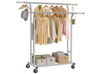 Thumbnail for Heavy Duty Double Hanging Rails Metal Garment Rack Stand