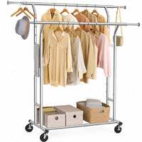 Thumbnail for Heavy Duty Double Hanging Rails Metal Garment Rack Stand