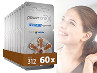 Thumbnail for Power one P312 size 312 Hearing Aid Batteries 60 Pack
