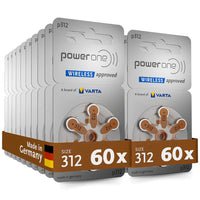 Thumbnail for Power one P312 size 312 Hearing Aid Batteries 120 Pack