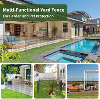 Thumbnail for 10 Pack Metal Garden Barrier Fence - 80x69cm Animal Fence Panels, Decorative Garden Border