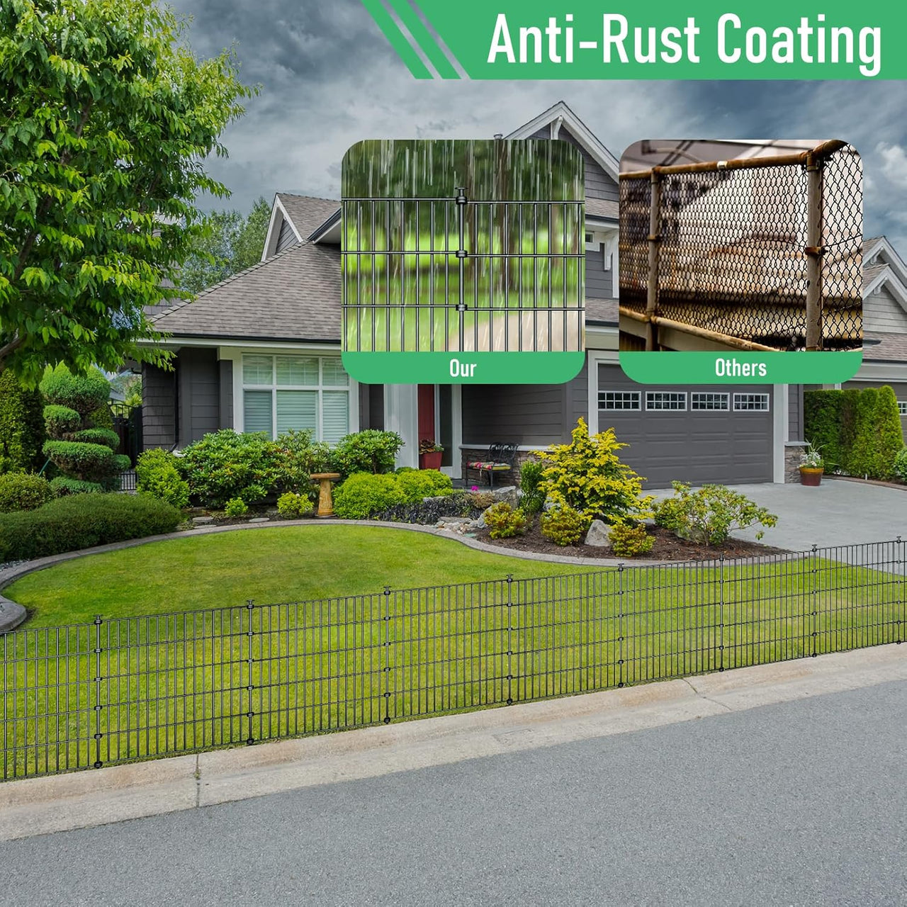10 Pack Metal Garden Barrier Fence - 80x69cm Animal Fence Panels, Decorative Garden Border