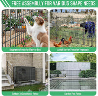 Thumbnail for 10 Pack Metal Garden Barrier Fence - 80x69cm Animal Fence Panels, Decorative Garden Border