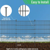 Thumbnail for 10 Pack Metal Garden Barrier Fence - 80x69cm Animal Fence Panels, Decorative Garden Border