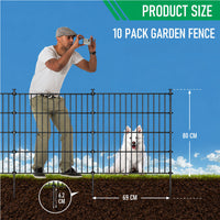 Thumbnail for 10 Pack Metal Garden Barrier Fence - 80x69cm Animal Fence Panels, Decorative Garden Border