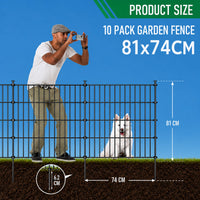 Thumbnail for 10 Pack Metal Garden Barrier Fence - 80x69cm Animal Fence Panels, Decorative Garden Border