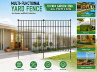 Thumbnail for 10 Pack Metal Garden Barrier Fence - 80x69cm Animal Fence Panels, Decorative Garden Border