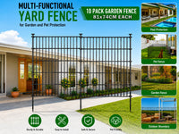 Thumbnail for 10 Pack Metal Garden Barrier Fence - 80x69cm Animal Fence Panels, Decorative Garden Border