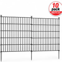 Thumbnail for 10 Pack Metal Garden Barrier Fence - 80x69cm Animal Fence Panels, Decorative Garden Border