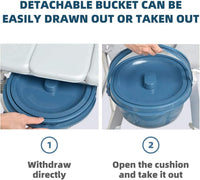 Thumbnail for Mobile Shower Toilet Commode Chair Bath Wheelchair 4 in 1 Bath Stool Folding with Arms