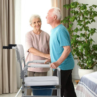 Thumbnail for Mobile Shower Toilet Commode Chair Bath Wheelchair 4 in 1 Bath Stool Folding with Arms