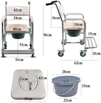 Thumbnail for Mobile Shower Toilet Commode Chair Bath Wheelchair 4 in 1 Bath Stool Folding with Arms