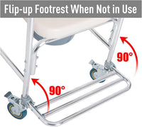 Thumbnail for Mobile Shower Toilet Commode Chair Bath Wheelchair 4 in 1 Bath Stool Folding with Arms