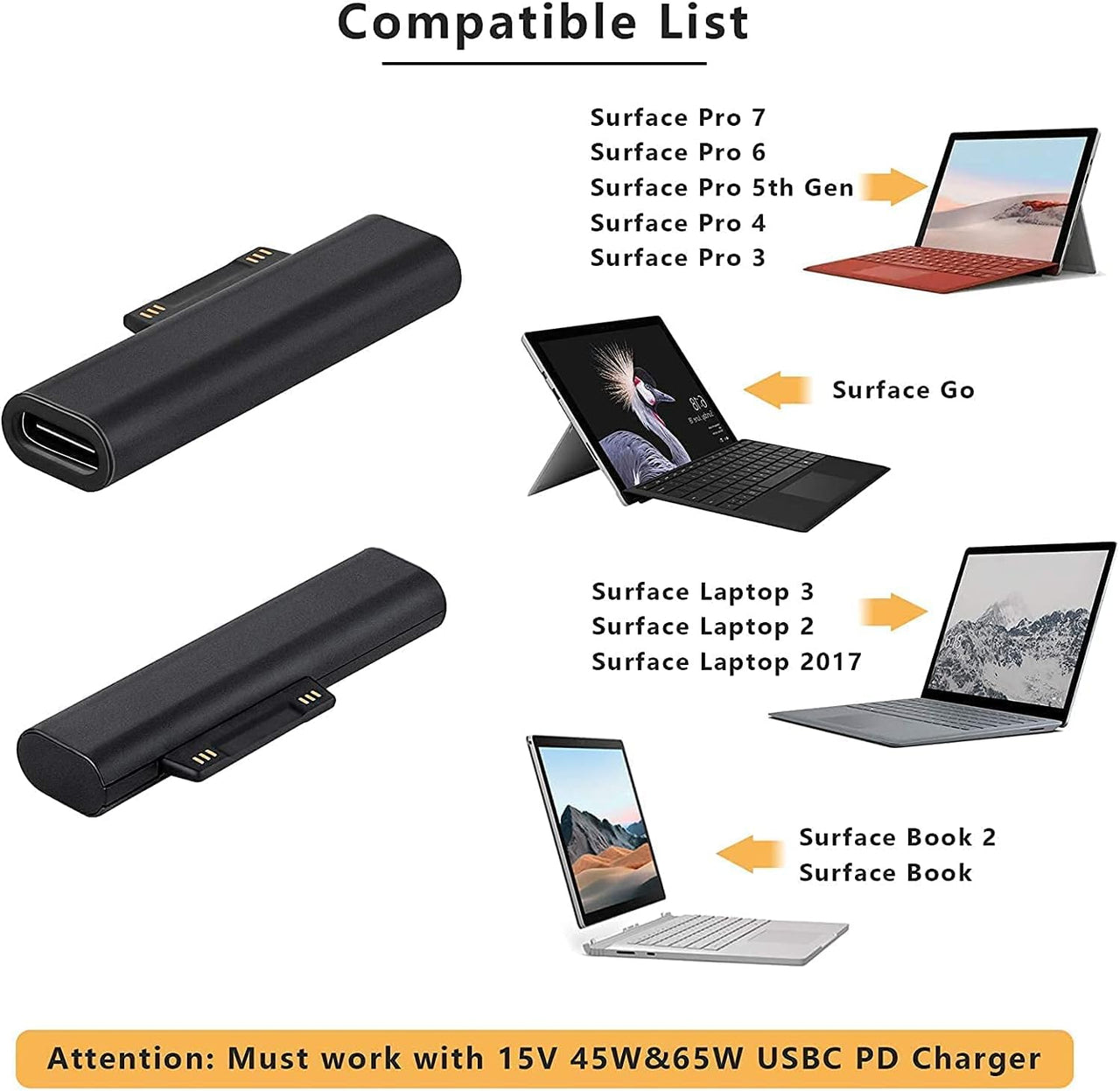 USB C Charger Adapter for Surface Pro