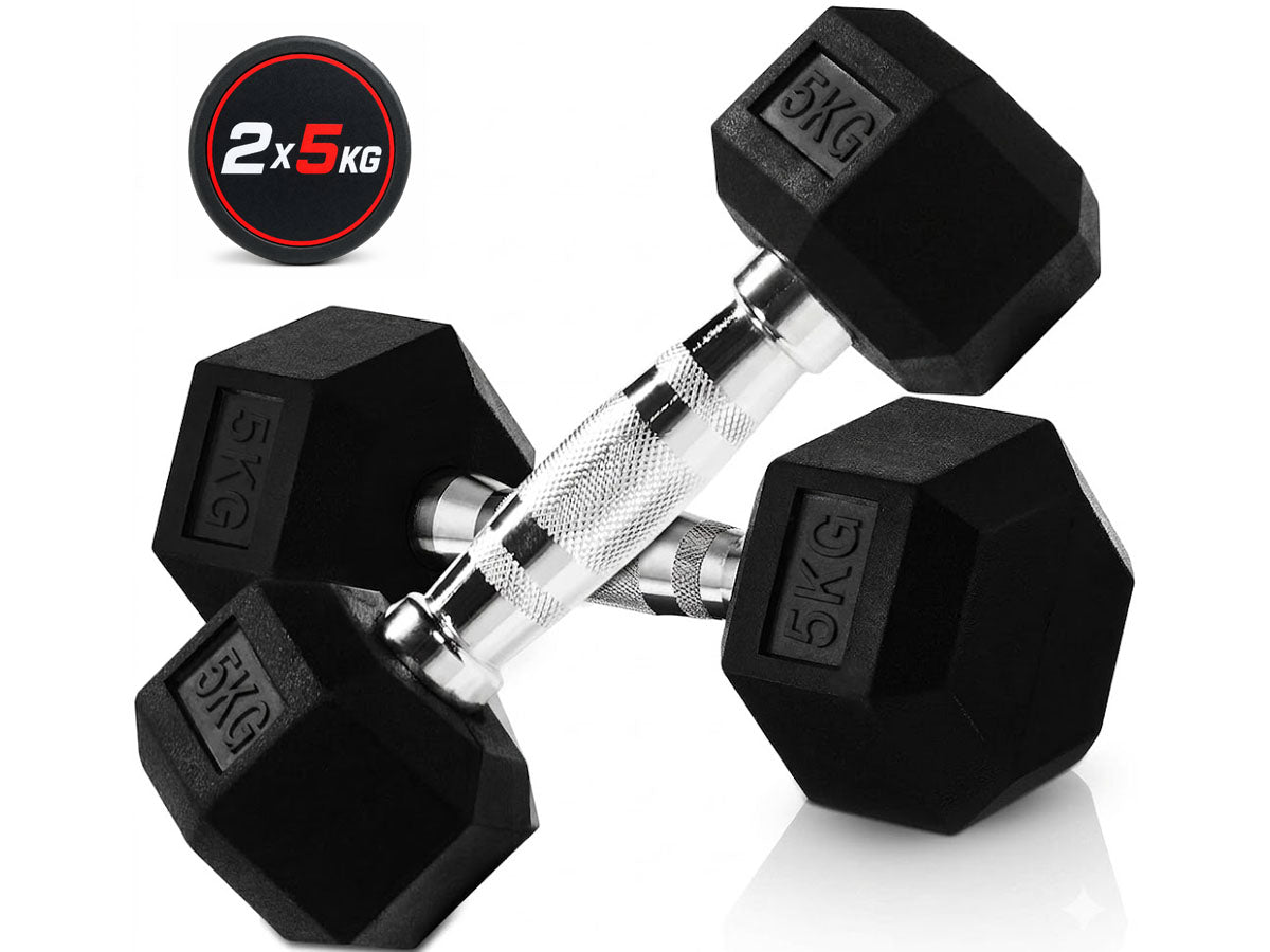 Dumbbell Set - 2 x 5kg Hex Weights