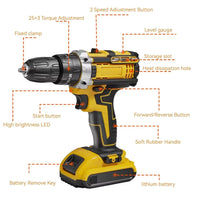 Thumbnail for Cordless Impact Electric Drill Driver with Battery
