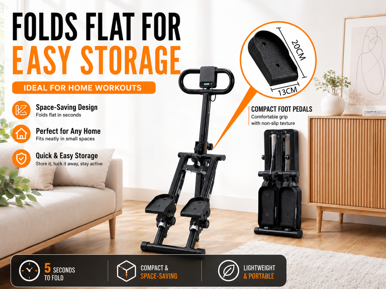 Foldable Stair Climber for Exercise at Home Fitness Steppers