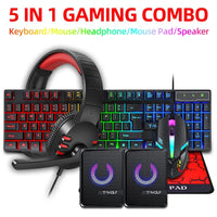 Thumbnail for 5 in 1 Layout Wired 104 Keys Gaming Keyboard Mouse Headphone Speaker RGB PC Xbox