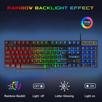 Thumbnail for 5 in 1 Layout Wired 104 Keys Gaming Keyboard Mouse Headphone Speaker RGB PC Xbox