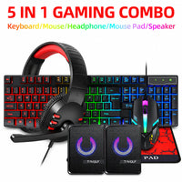 Thumbnail for 5 in 1 Layout Wired 104 Keys Gaming Keyboard Mouse Headphone Speaker RGB PC Xbox