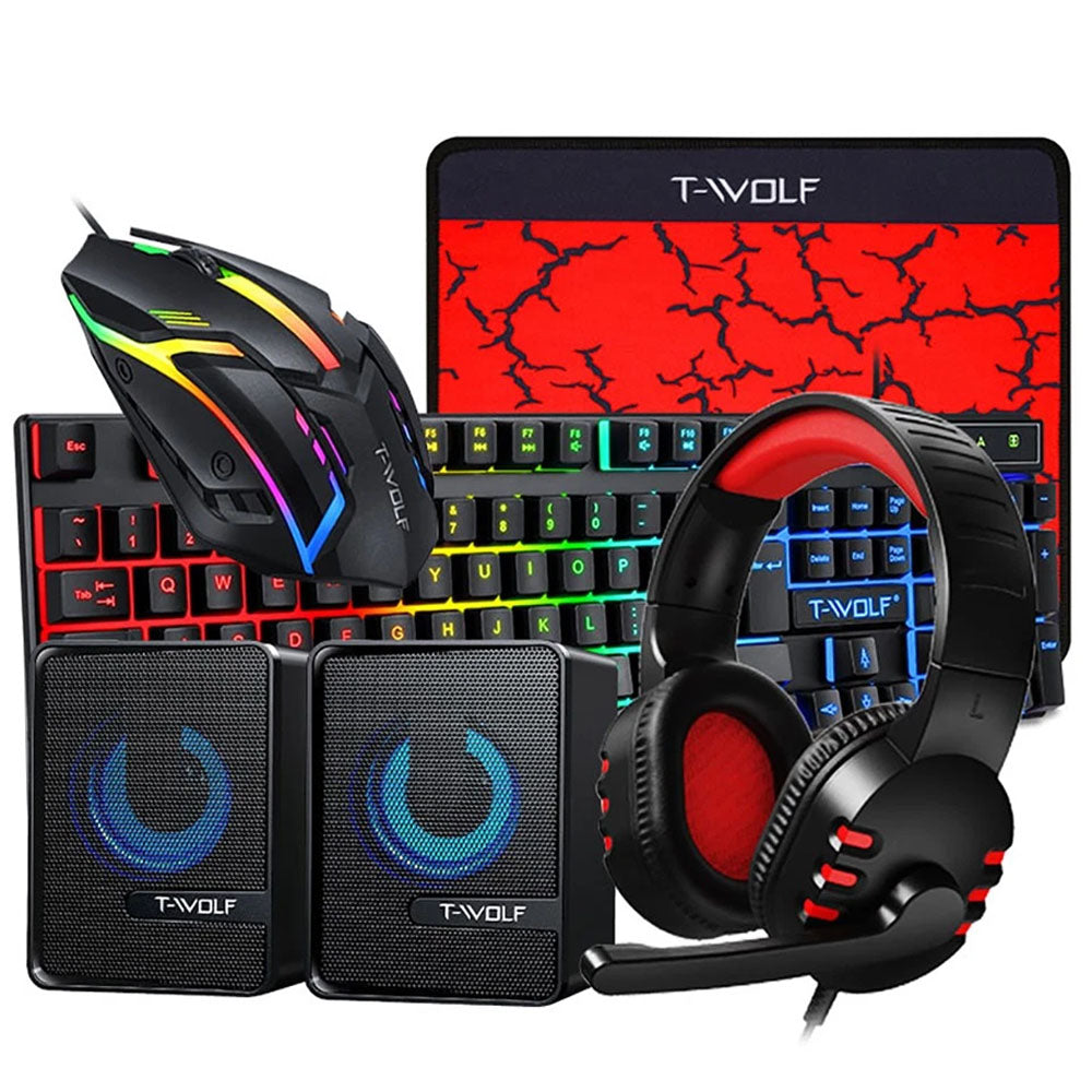 5 in 1 Layout Wired 104 Keys Gaming Keyboard Mouse Headphone Speaker RGB PC Xbox