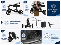 Thumbnail for Knee Scooter Walker Steerable Mobility Walking Equipment Wheelchair Medical Crutch Broken Foot Ankle Leg Surgery Injury