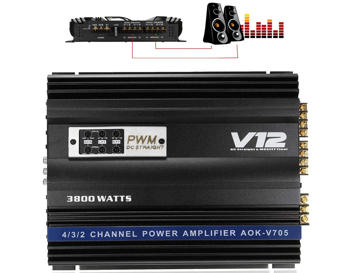 4 Channel Car Amplifier High Power 3800W Car Audio Amp