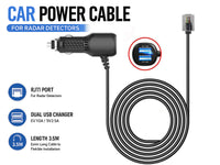 Thumbnail for Radar Detector Power Cord – 3.5M RJ11 Cable with Dual USB Charging Ports