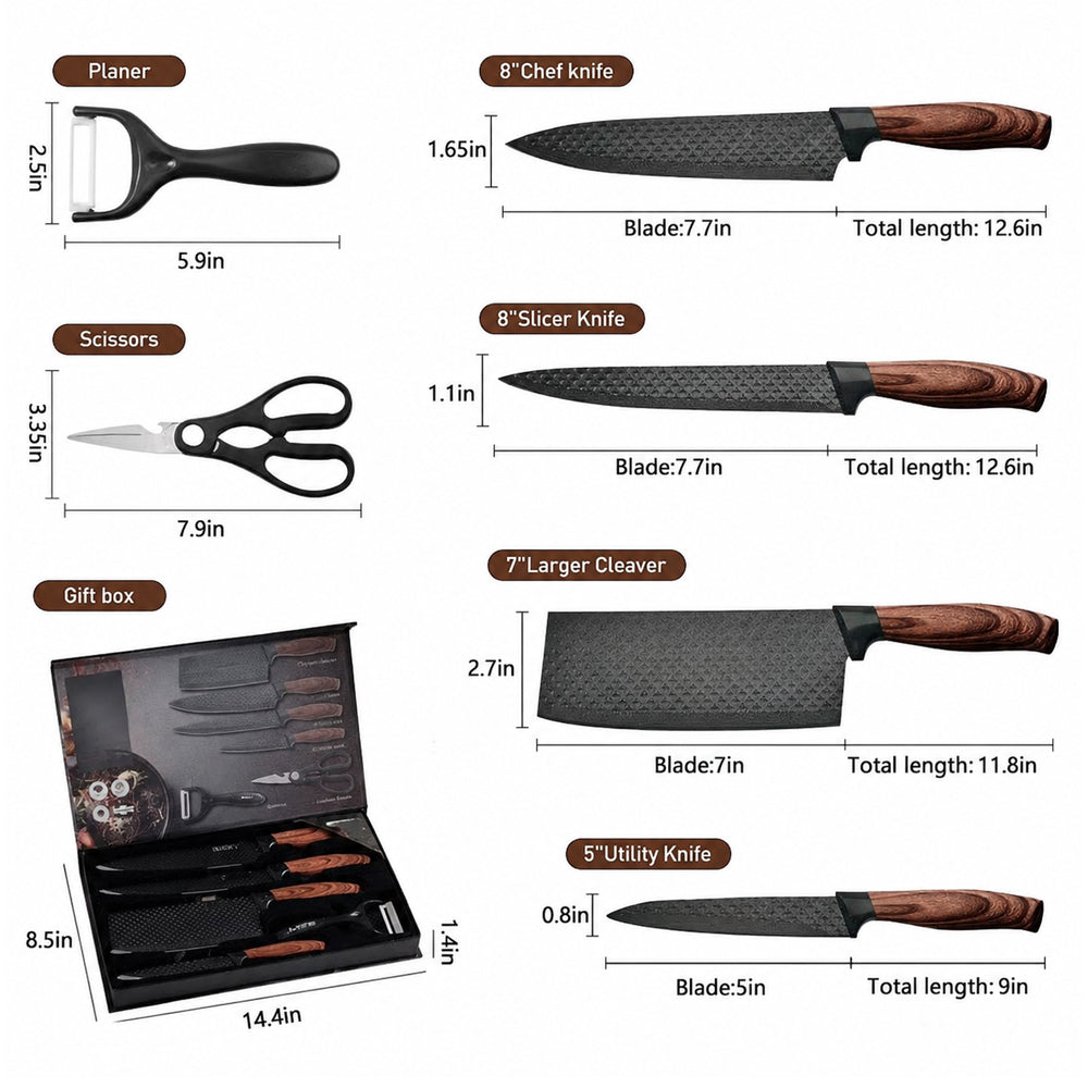 Professional Kitchen Knives Set 6 Piece Knife Set