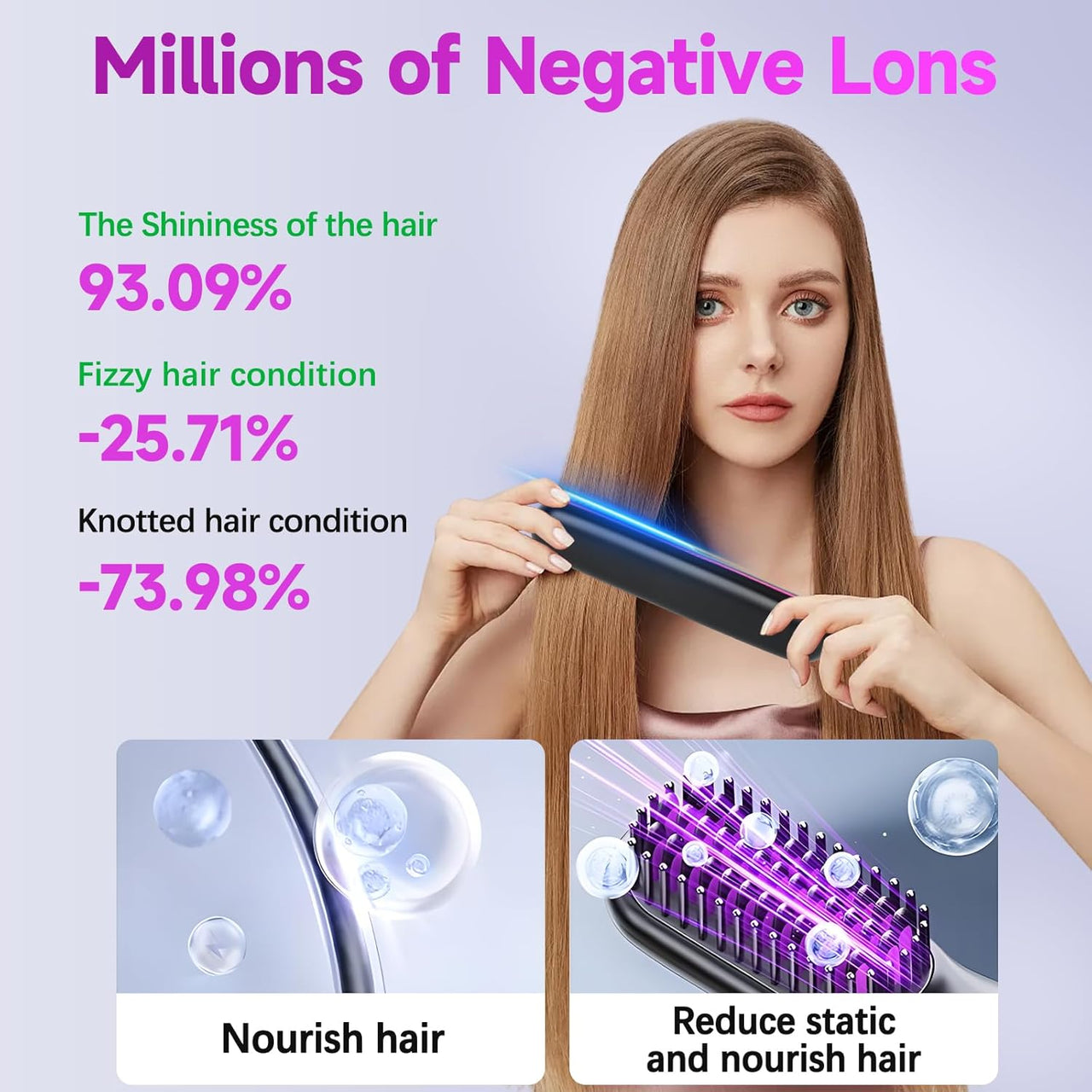 Cordless Hair Straightener Brush 3 Setting