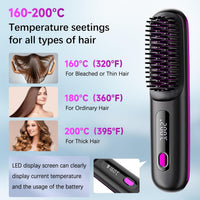 Thumbnail for Cordless Hair Straightener Brush 3 Setting