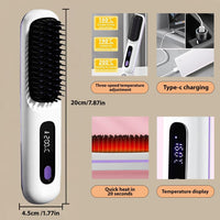 Thumbnail for Cordless Hair Straightener Brush 3 Setting