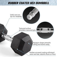Thumbnail for 15kg Rubber Hex Dumbbell