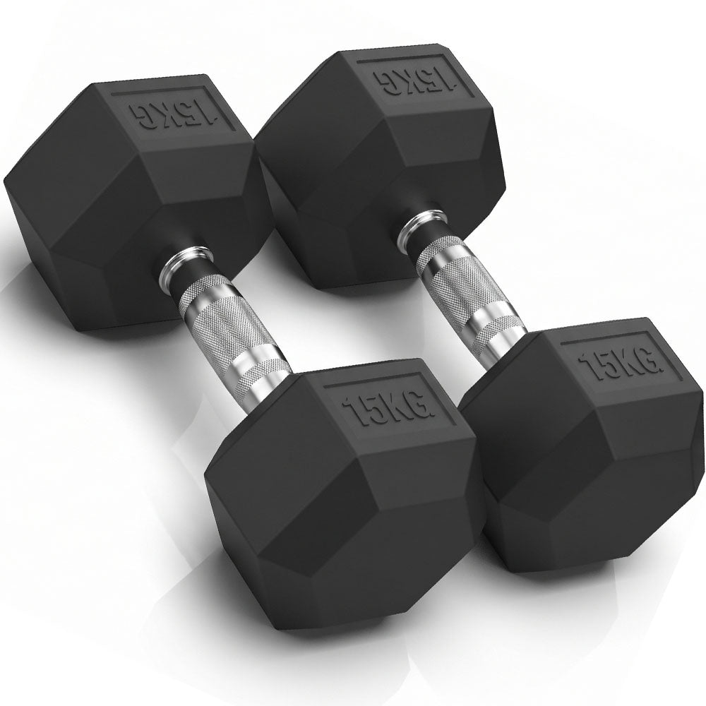 Dumbbell Set - 2 x 15kg Hex Weights