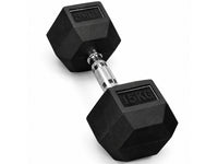 Thumbnail for 15kg Rubber Hex Dumbbell
