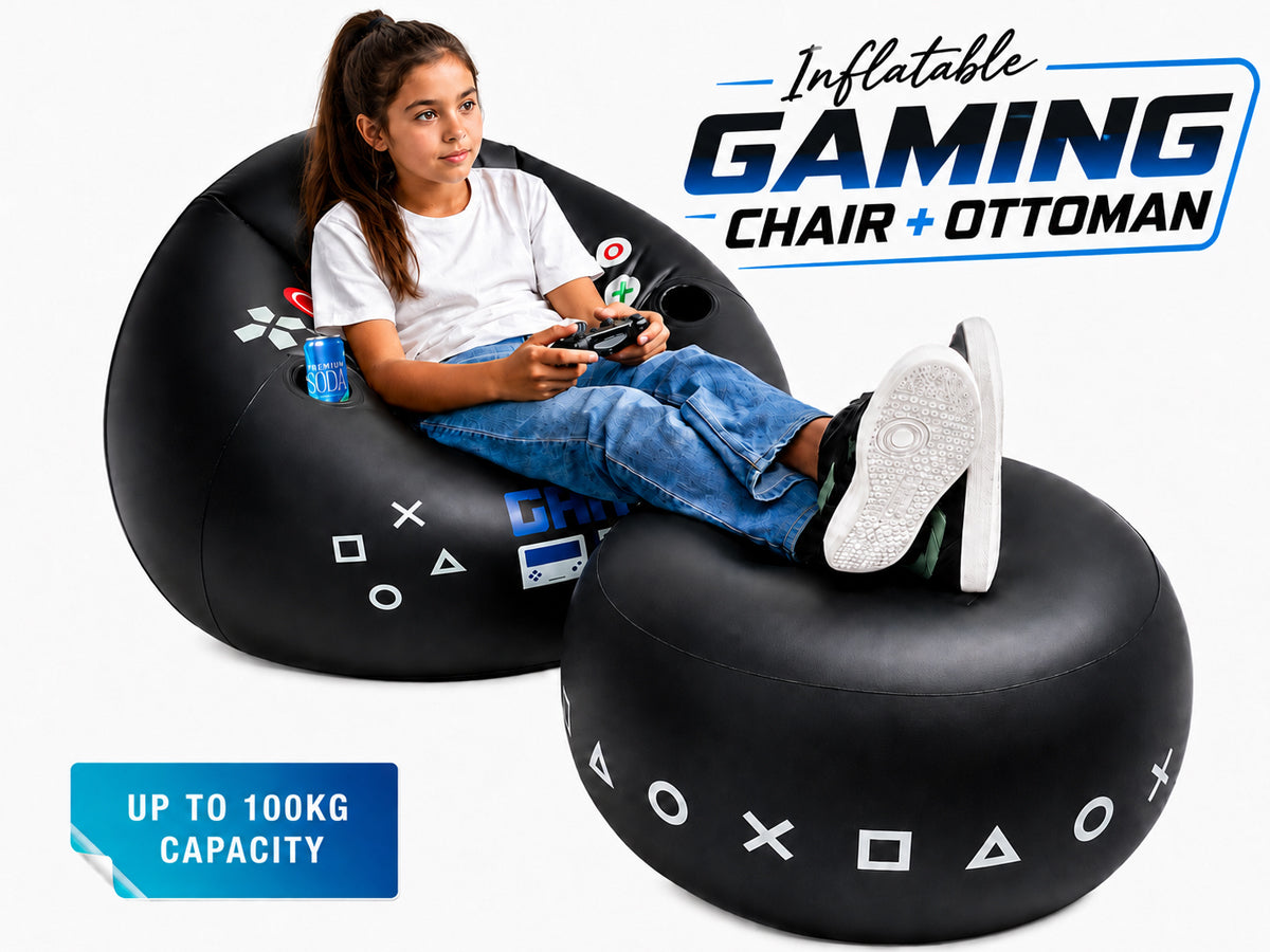 Inflatable Gaming Bean Bag Chair with Ottoman