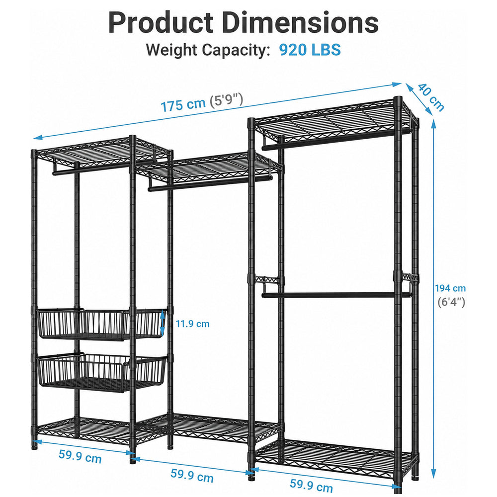 Metal Wardrobe Clothes Rack Clothes Organizer