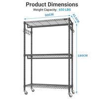Thumbnail for Clothes Rack Stand - Portable Closets Heavy Duty Rolling Garment Rack 3 Tiers